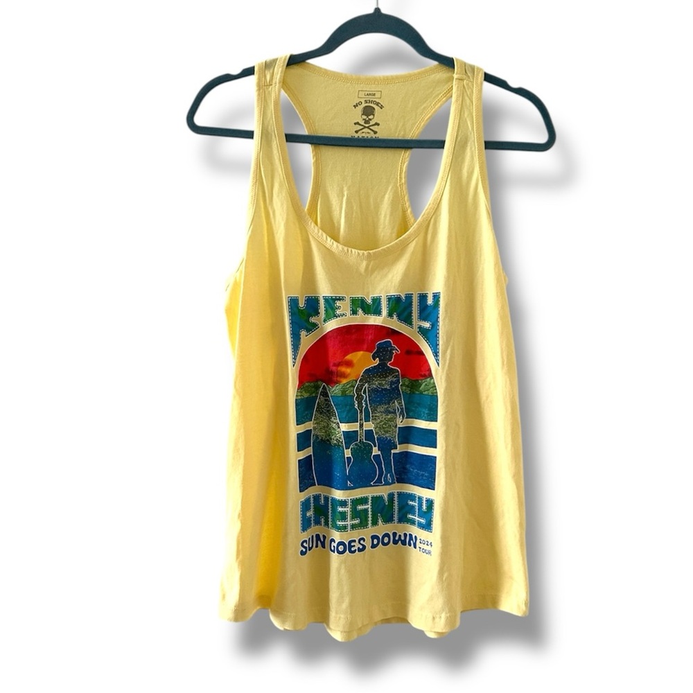 Kenny Chesney Sun Goes Down 2024 Tour Yellow Graphic Tank Top Women’s Size Large